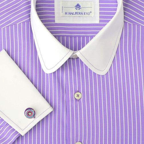 Men's purple striped dress hot sale shirt