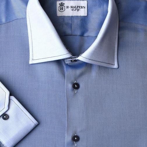 Blue dress shirt white collar 2024 and cuffs