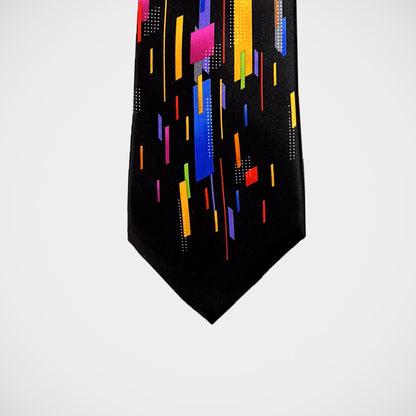 'Colourful Stripes on Black' Tie