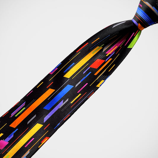 'Colourful Stripes on Black' Tie