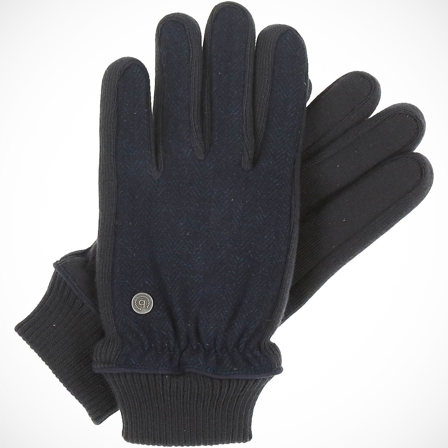 'Herringbone-Navy' Gloves