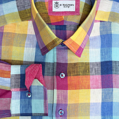 'Fabulous Linen Check' Sport Shirt