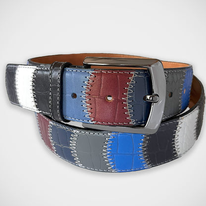 'Patchwork in Blues' Belt