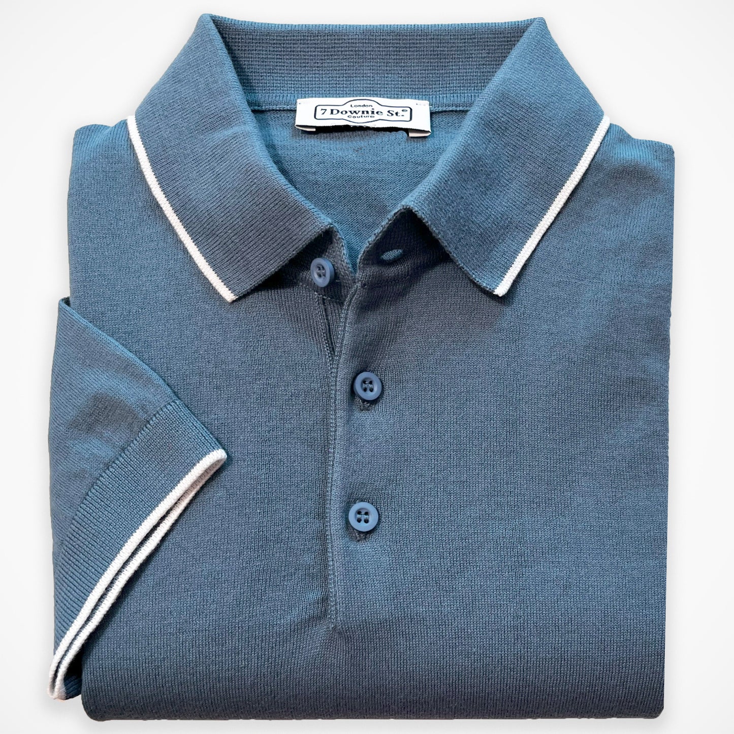 7 Downie St. 'Blue Knit Polo' T-Shirt